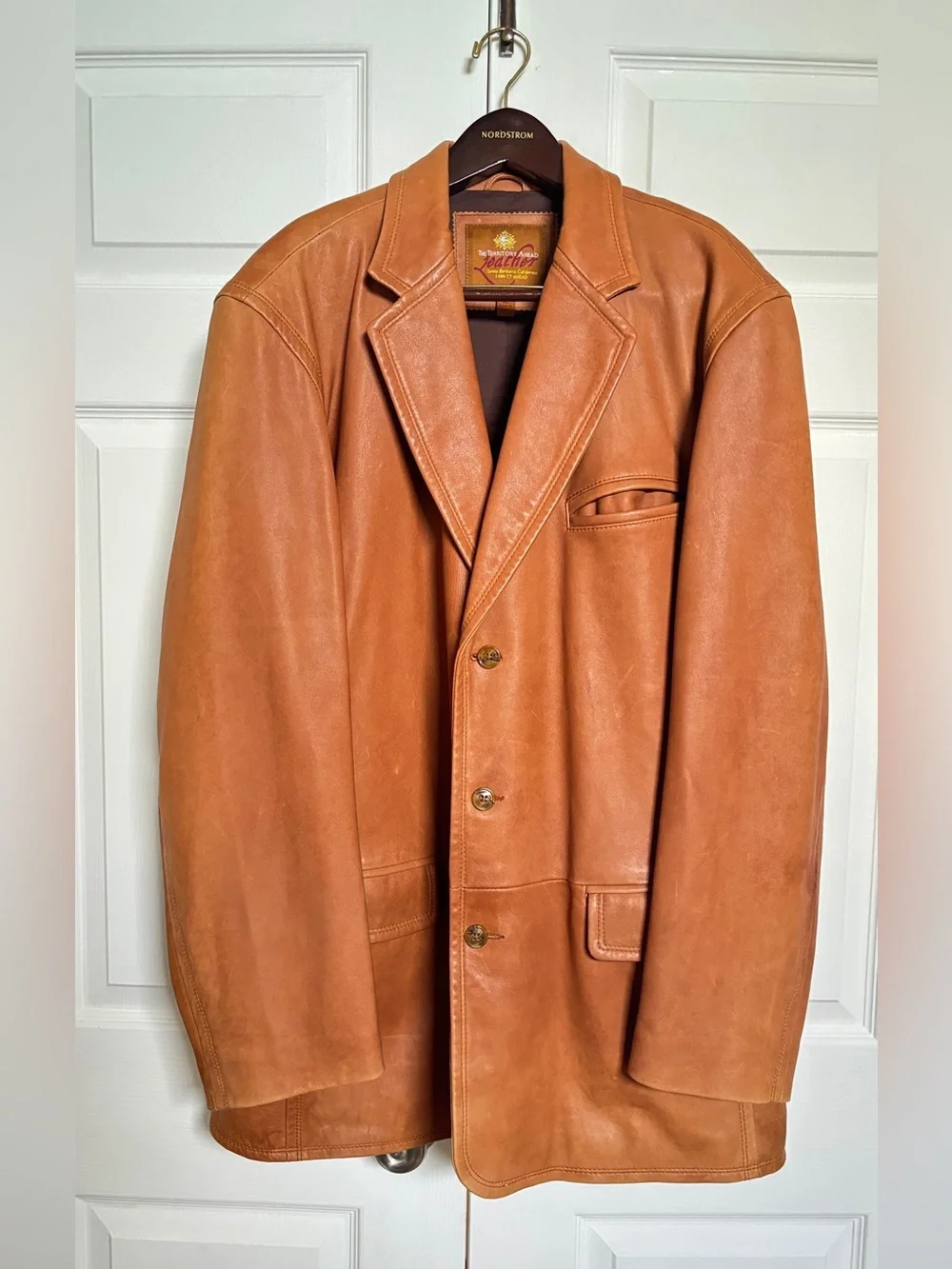 Territory Ahead Mens XL Genuine Leather Brown Blazer Sport Coat Jacket